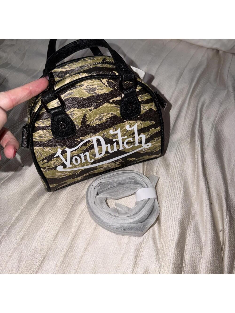 NEW w/ TAG Von Dutch SIBERIAN CAMO mini bowling bag clutch purse Y2K - Picture 1 of 8